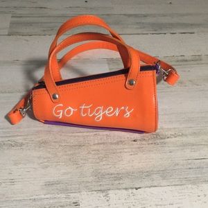 Girl’s cheerleader megaphone orange zippered bag with handles and shoulder strap